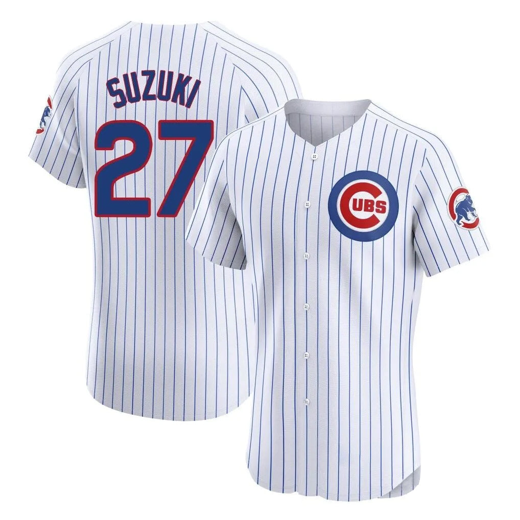 Pouc C.Cubs #27 Seiya Suzuki Player White Limited Elite Home Game Stitched Jerseys