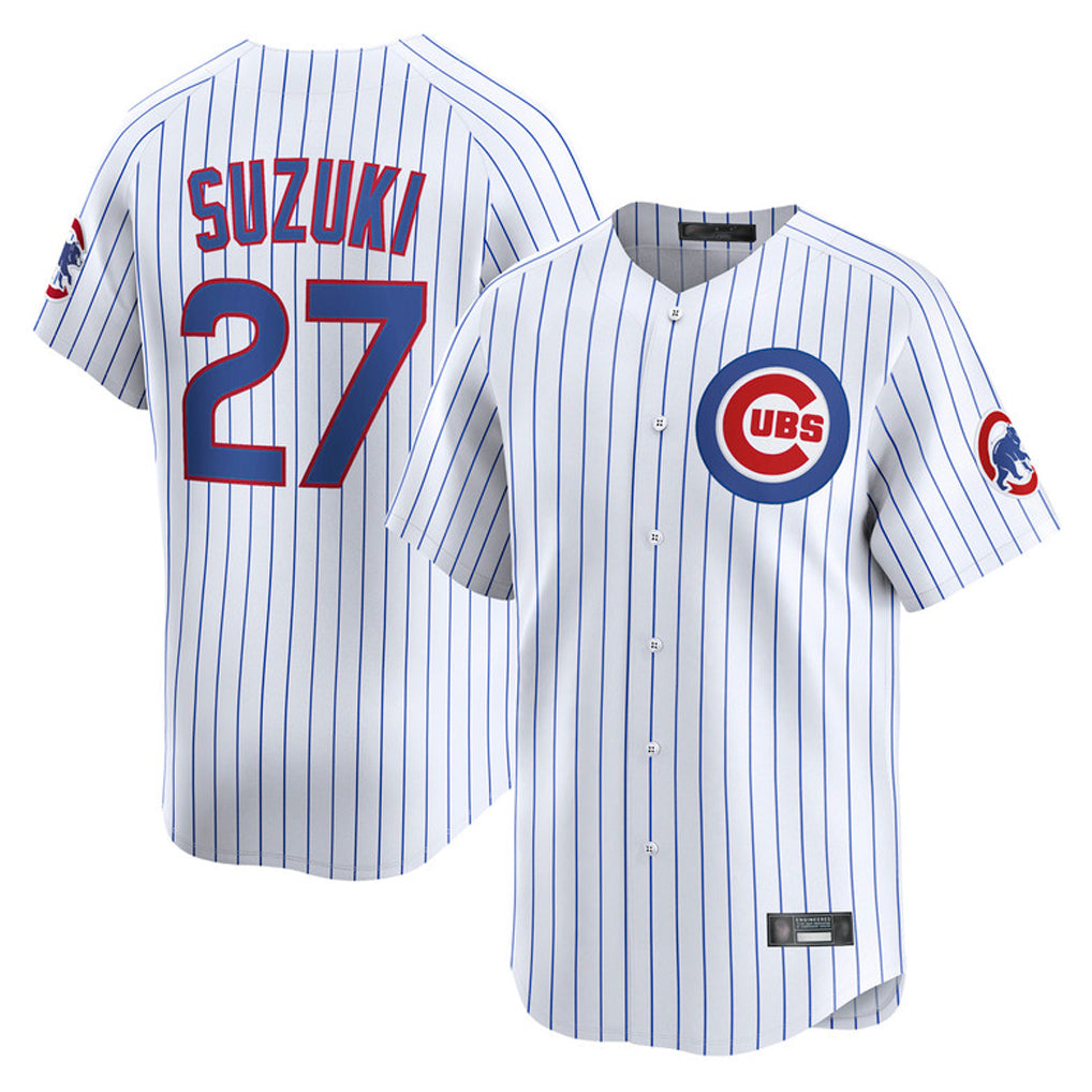 Pouc C.Cubs #27 Seiya Suzuki Player White Limited Home Game Stitched Jerseys