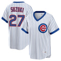 Pouc C.Cubs #27 Seiya Suzuki Player White T-shirt Cooperstown Collection Limited Stitched Jerseys