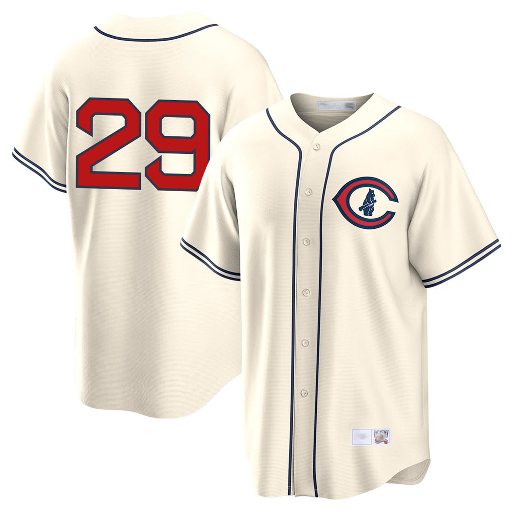 Pouc C.Cubs #29 Michael Busch Player Cream Field of Dreams Home Game Stitched Jerseys