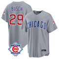 Pouc C.Cubs #29 Michael Busch Player Gray 150th Anniversary Home Game Stitched Jerseys