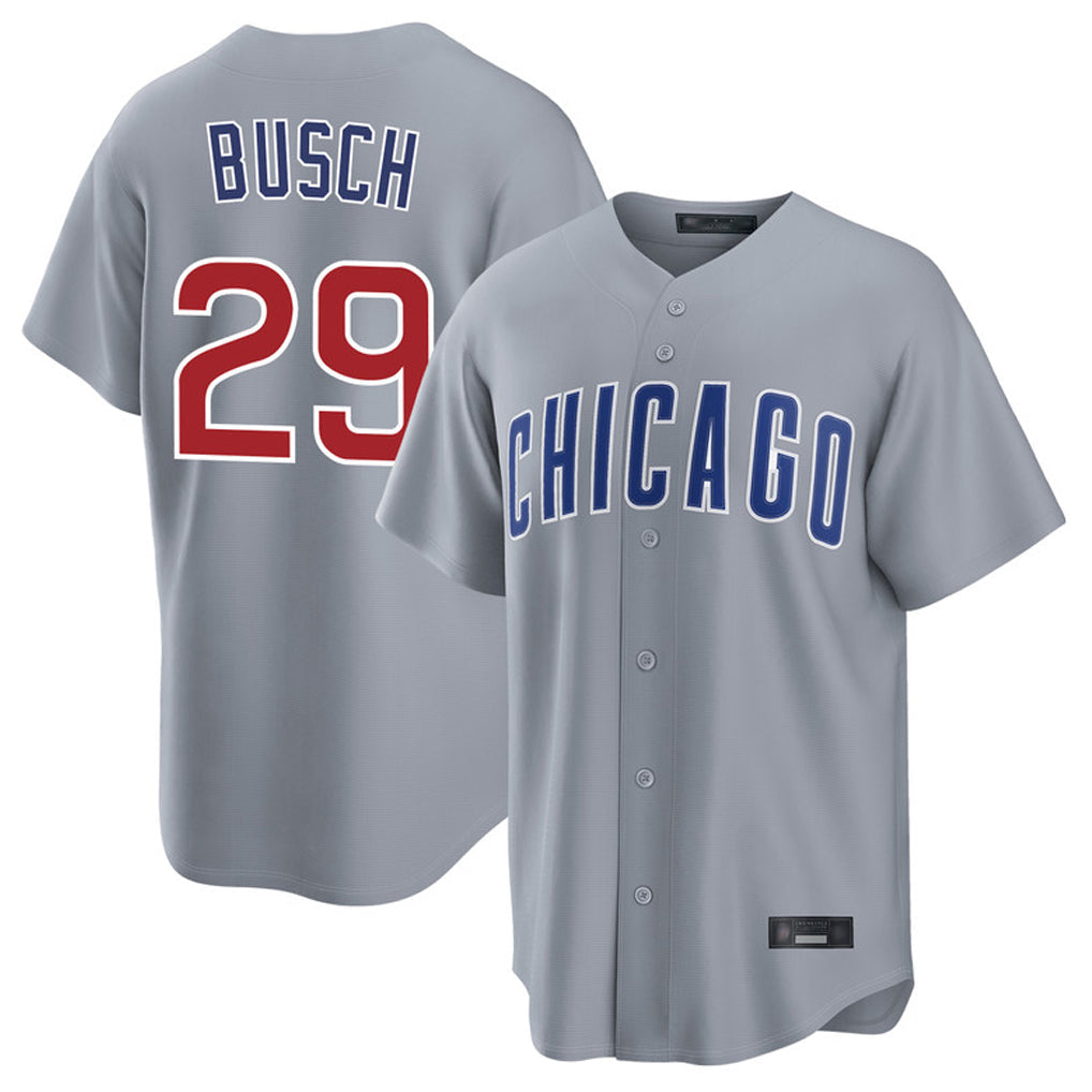 Pouc C.Cubs #29 Michael Busch Player Gray Home Game Stitched Jerseys