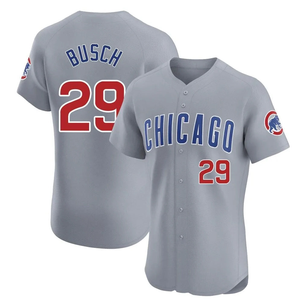 Pouc C.Cubs #29 Michael Busch Player Gray Road Limited Elite Home Stitched Jerseys