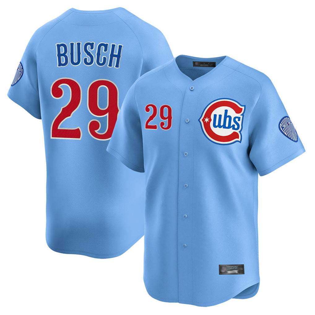 Pouc C.Cubs #29 Michael Busch Player Light Blue Limited Home Stitched Jerseys