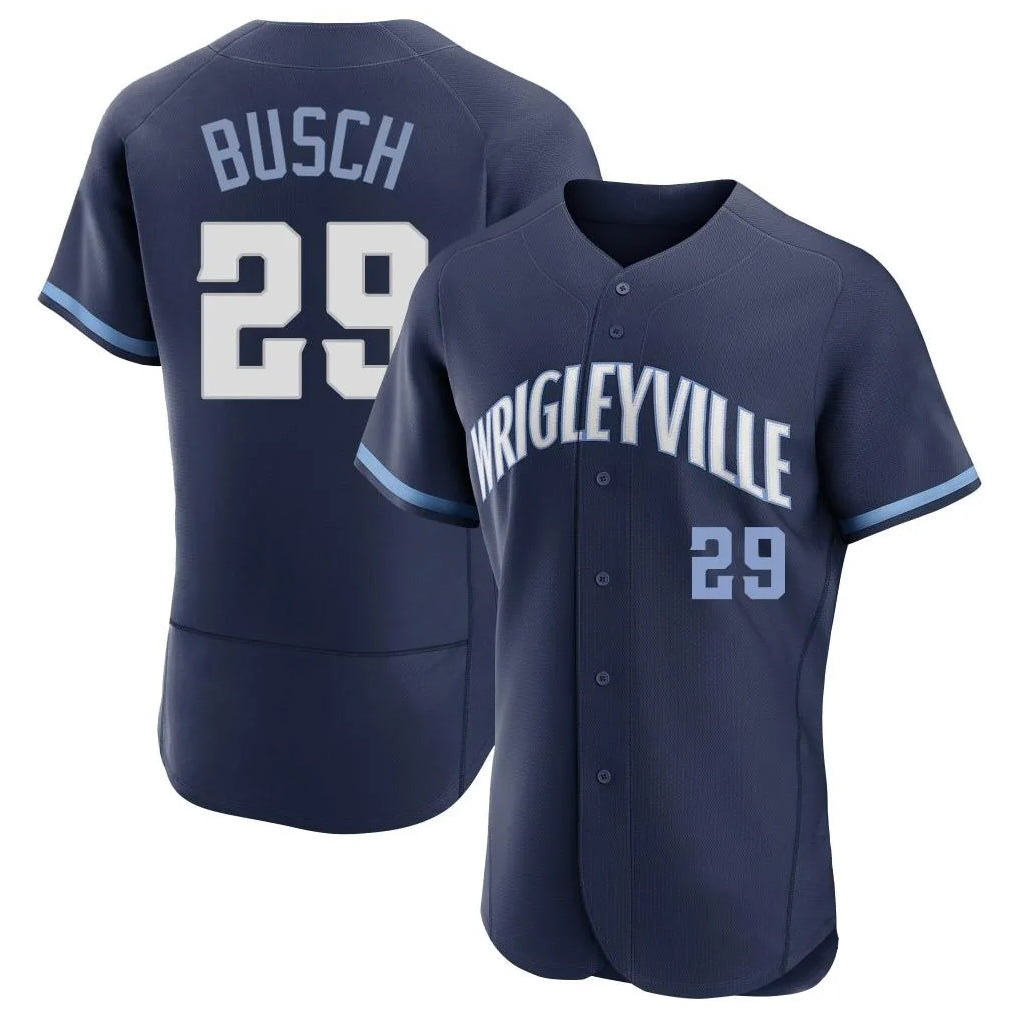 Pouc C.Cubs #29 Michael Busch Player Navy City Connect Limited Elite Home Stitched Jerseys