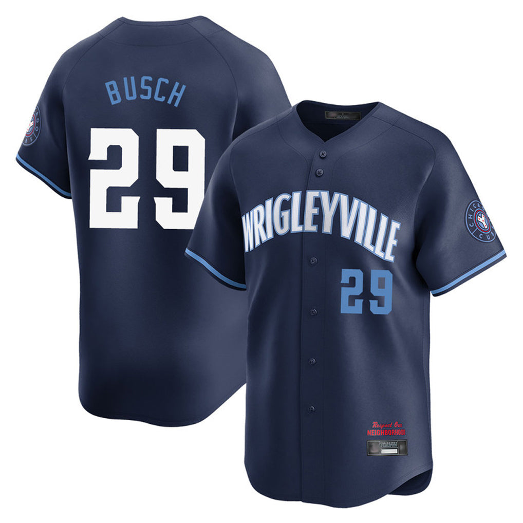 Pouc C.Cubs #29 Michael Busch Player Navy City Connect Limited Home Stitched Jerseys