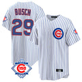 Pouc C.Cubs #29 Michael Busch Player White 150th Anniversary Home Game Stitched Jerseys