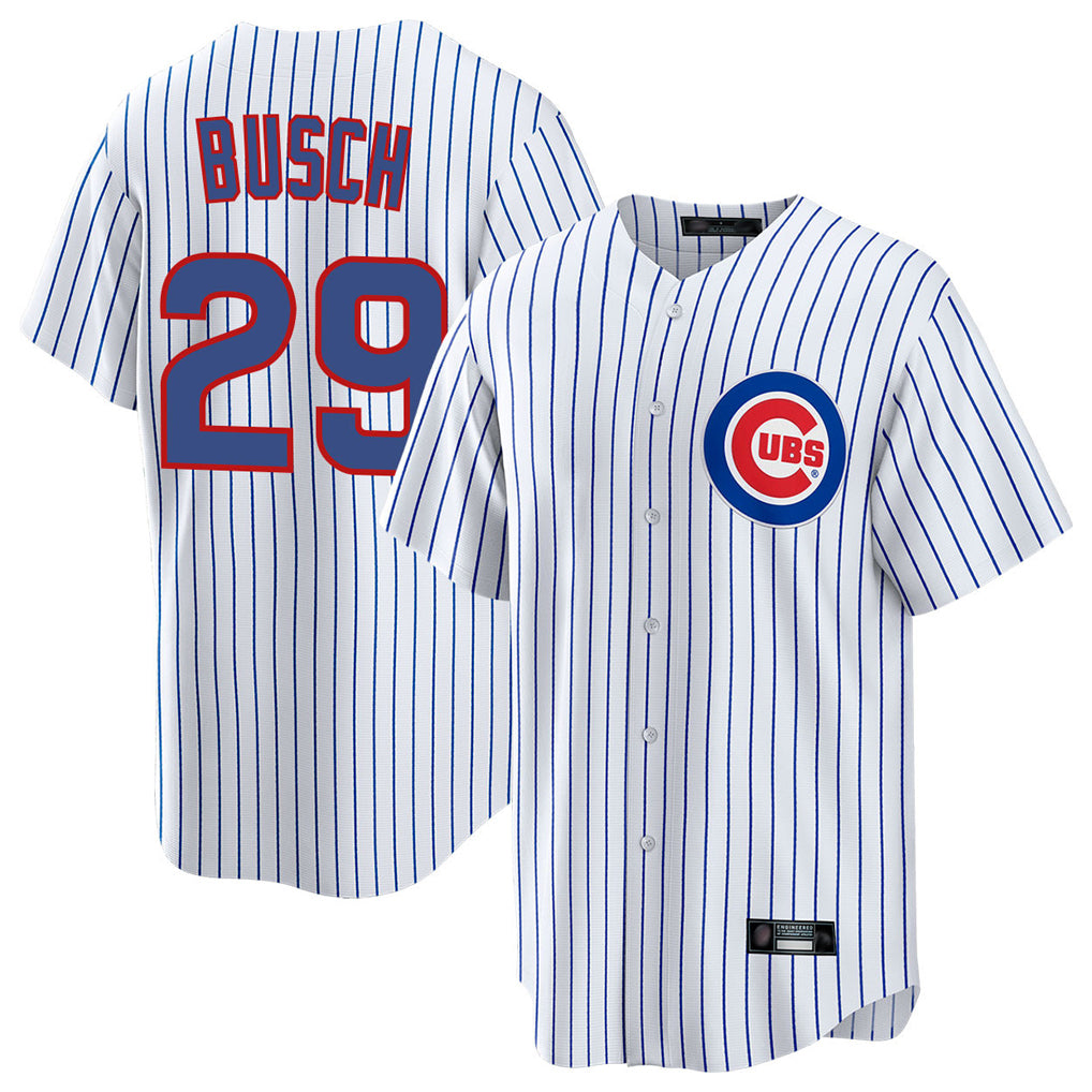 Pouc C.Cubs #29 Michael Busch Player White Game Home Stitched Jerseys