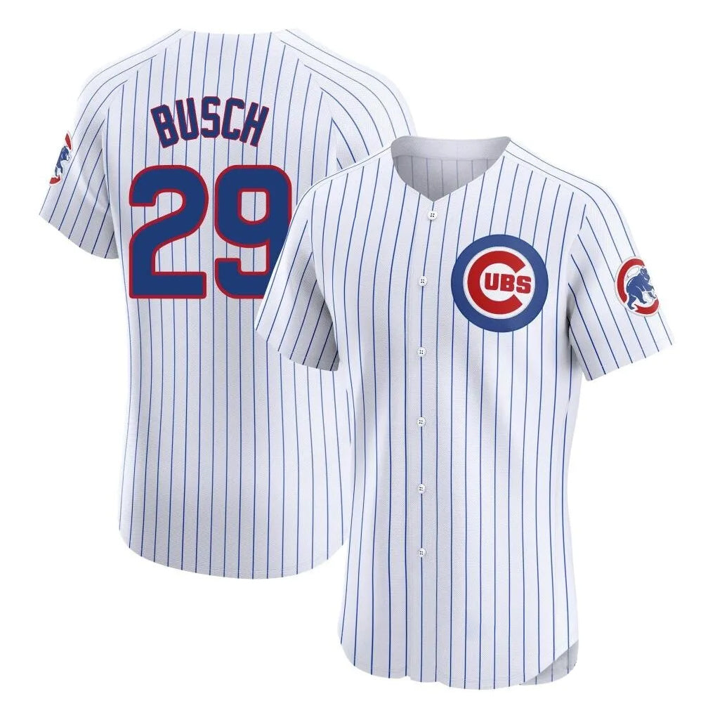 Pouc C.Cubs #29 Michael Busch Player White Limited Elite Home Game Stitched Jerseys