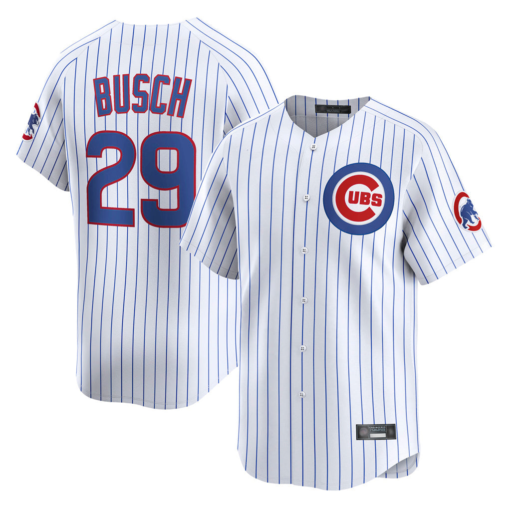 Pouc C.Cubs #29 Michael Busch Player White Limited Home Game Stitched Jerseys