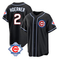 Pouc C.Cubs #2 Nico Hoerner Player Black Fashion Out 150th Anniversary Game Stitched Jerseys