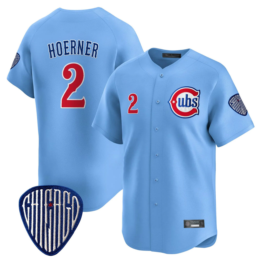 Pouc C.Cubs #2 Nico Hoerner Player Blue Vapor Premier Limited Home Stitched Jerseys