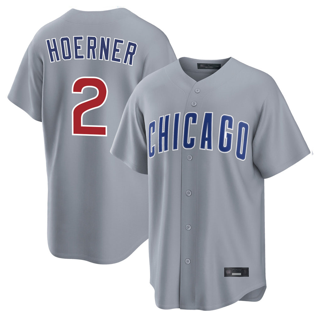 Pouc C.Cubs #2 Nico Hoerner Player Gray Home Game Stitched Jerseys