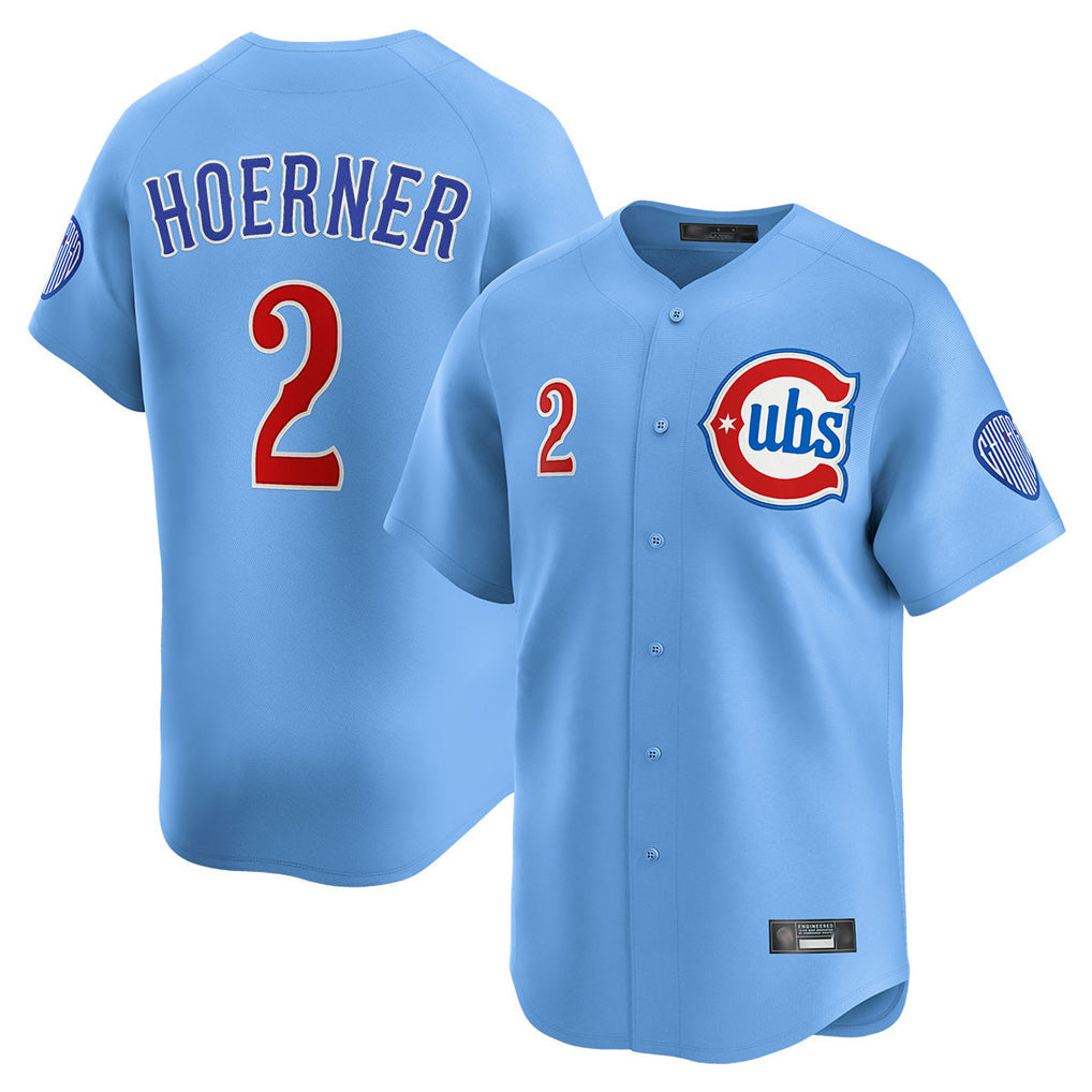 Pouc C.Cubs #2 Nico Hoerner Player Light Blue Limited Home Stitched Jerseys