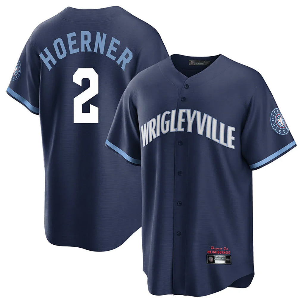 Pouc C.Cubs #2 Nico Hoerner Player Navy City Connect Home Game Stitched Jerseys