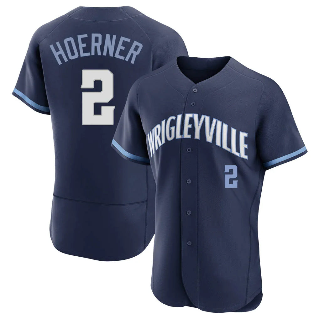 Pouc C.Cubs #2 Nico Hoerner Player Navy City Connect Limited Elite Home Stitched Jerseys