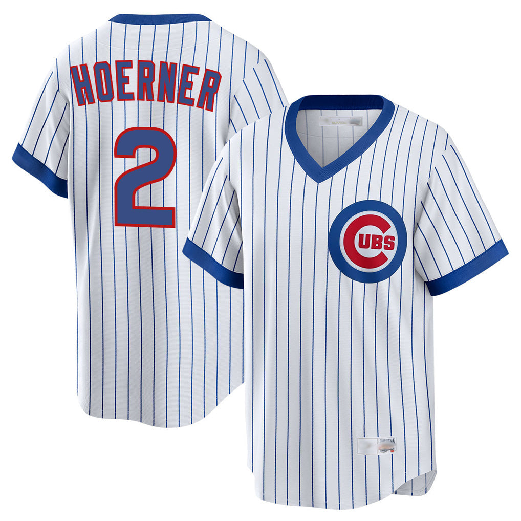 Pouc C.Cubs #2 Nico Hoerner Player White T-shirt Cooperstown Collection Limited Stitched Jerseys