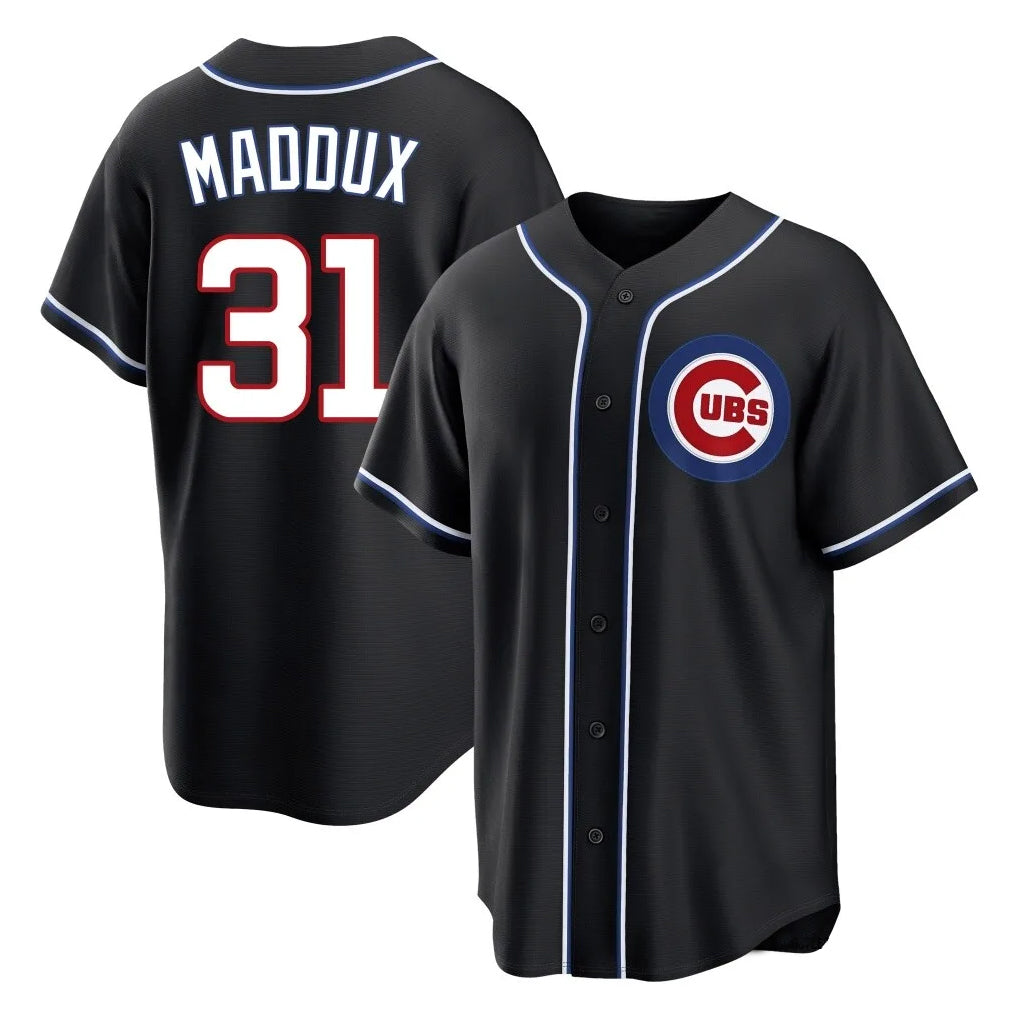 Pouc C.Cubs #31 Greg Maddux Player Black Fashion Out Game Stitched Jerseys