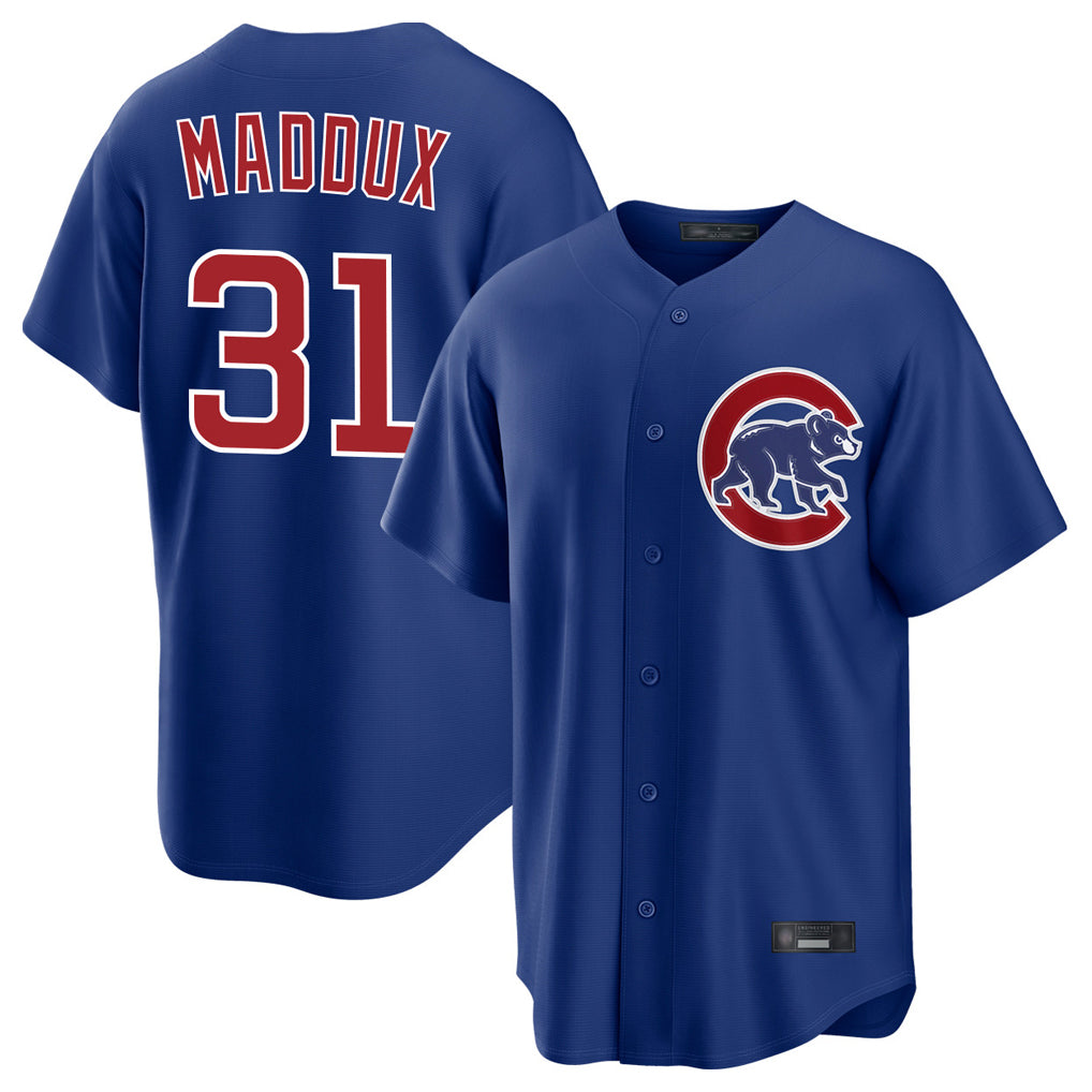 Pouc C.Cubs #31 Greg Maddux Player Royal Home Game Stitched Jerseys