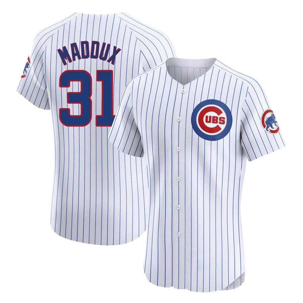 Pouc C.Cubs #31 Greg Maddux Player White Limited Elite Home Game Stitched Jerseys