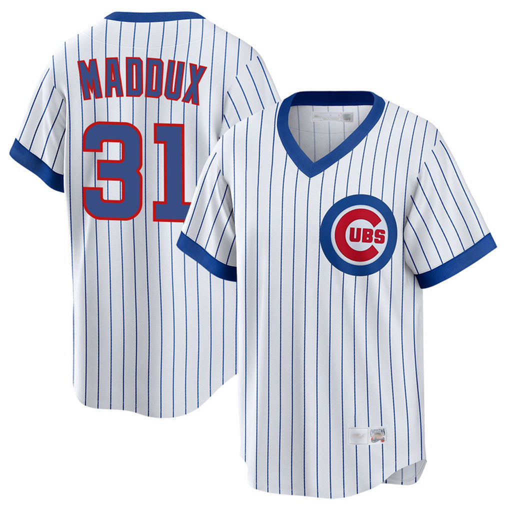 Pouc C.Cubs #31 Greg Maddux Player White T-shirt Cooperstown Collection Limited Stitched Jerseys