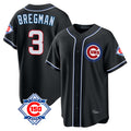 Pouc C.Cubs #3 Alex Bregman Black Fashion Out 150th Anniversary Game Stitched Jerseys