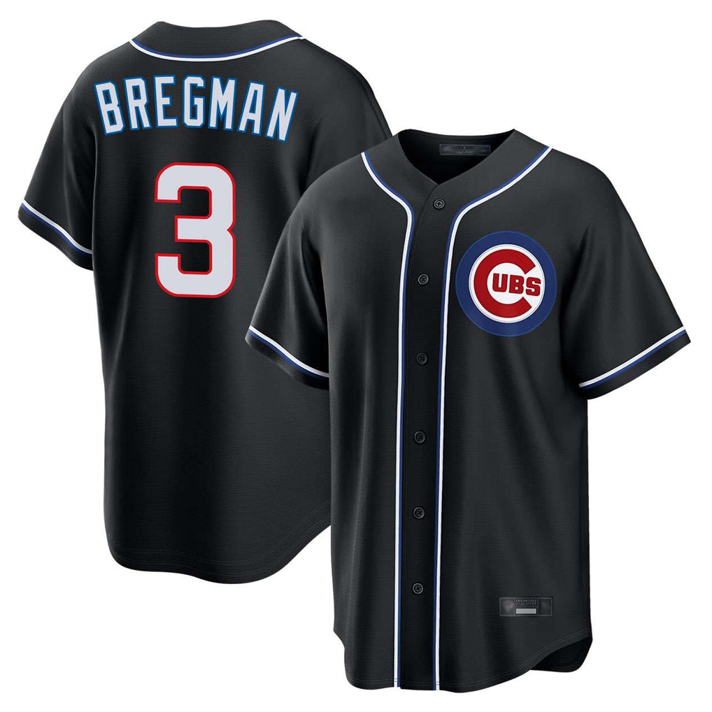 Pouc C.Cubs #3 Alex Bregman Black Fashion Out Game Stitched Jerseys