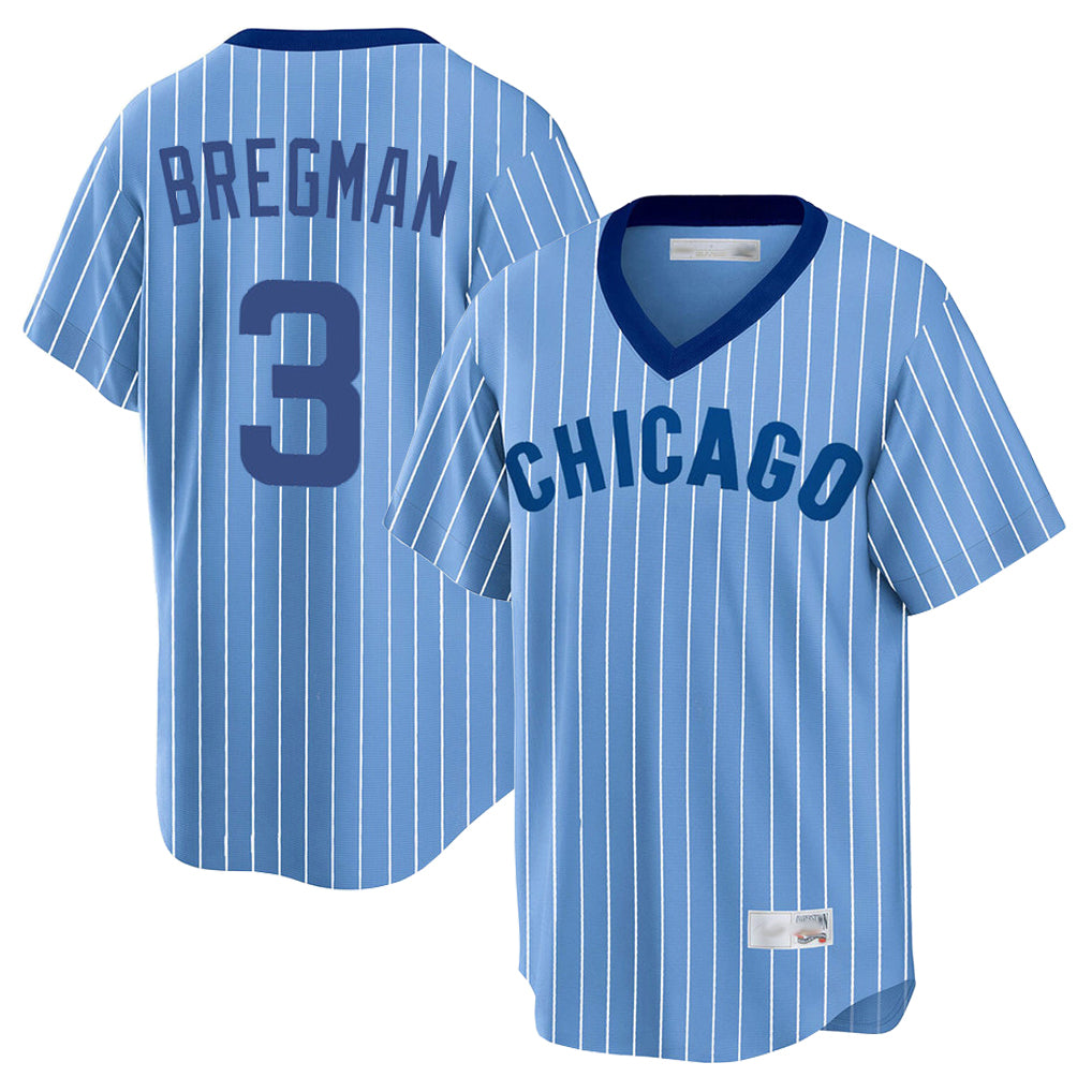 Pouc C.Cubs #3 Alex Bregman Blue T-shirt Cooperstown Collection Limited Stitched Jerseys