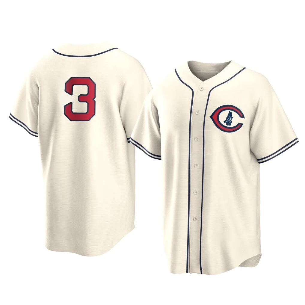 Pouc C.Cubs #3 Alex Bregman Cream Field of Dreams Home Game Stitched Jerseys