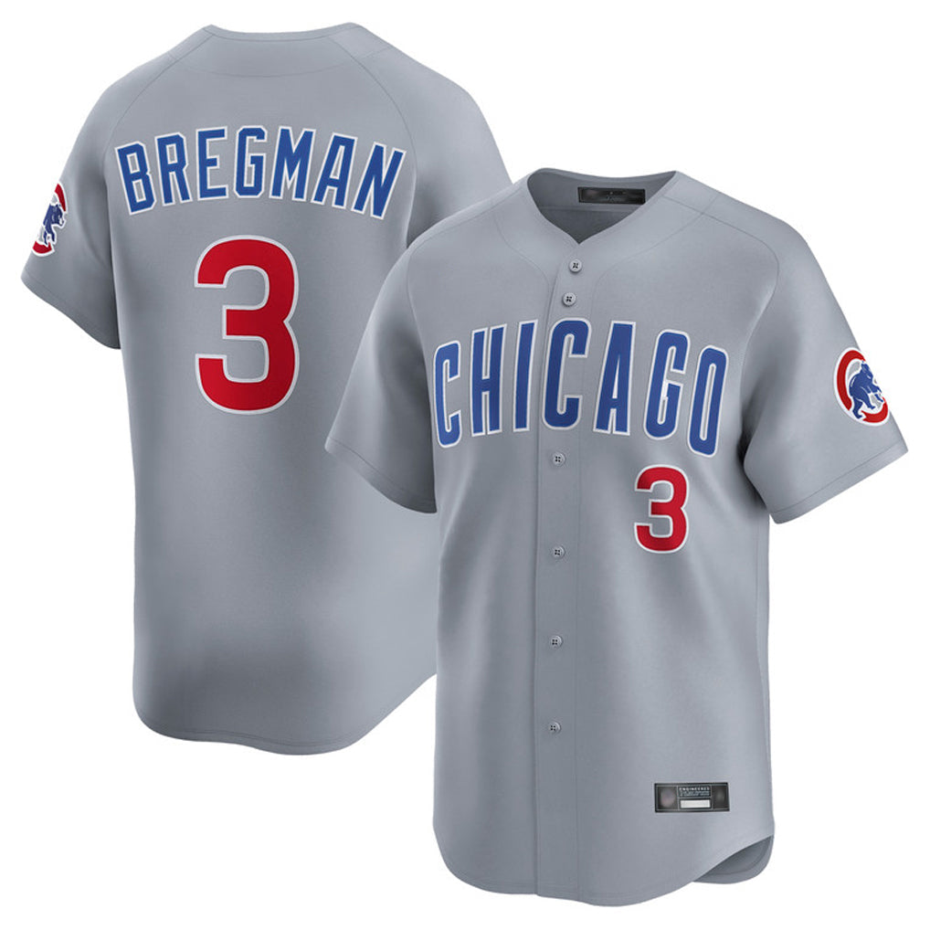 Pouc C.Cubs #3 Alex Bregman Gray Road Limited Home Stitched Jerseys