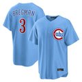 Pouc C.Cubs #3 Alex Bregman Light Blue Home Game Stitched Jerseys