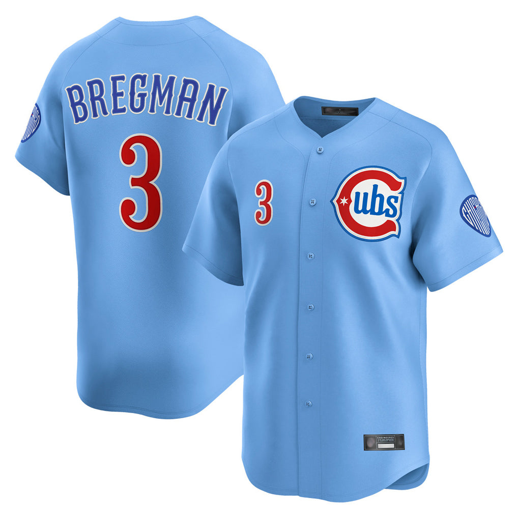 Pouc C.Cubs #3 Alex Bregman Light Blue Limited Home Stitched Jerseys