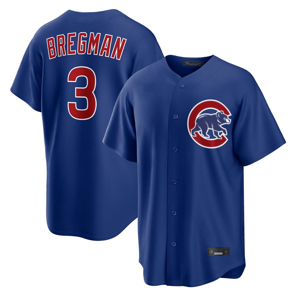 Pouc C.Cubs #3 Alex Bregman Royal Home Game Stitched Jerseys