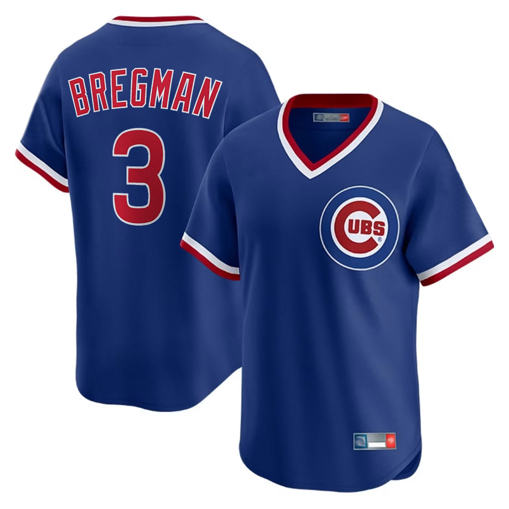 Pouc C.Cubs #3 Alex Bregman Royal T-shirt Cooperstown Collection Limited Stitched Jerseys