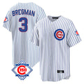 Pouc C.Cubs #3 Alex Bregman White 150th Anniversary Home Game Stitched Jerseys