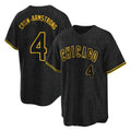 Pouc C.Cubs #4 Pete Crow-Armstrong Player Black Snake Skin City Game Stitched Jerseys