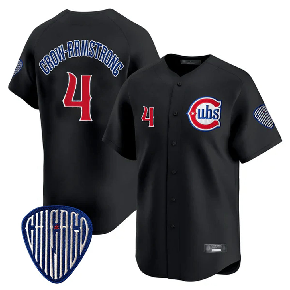 Pouc C.Cubs #4 Pete Crow-Armstrong Player Black Vapor Premier Limited Home Stitched Jerseys