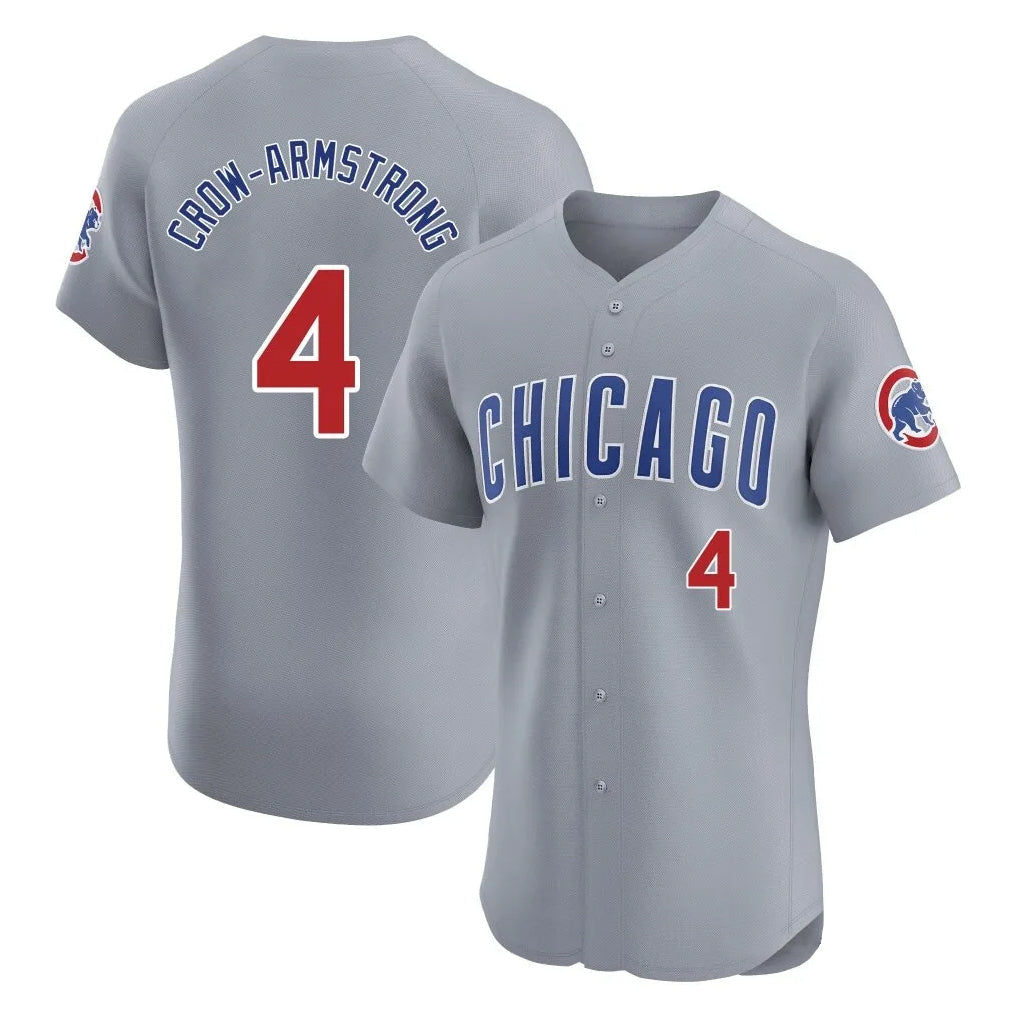 Pouc C.Cubs #4 Pete Crow-Armstrong Player Gray Road Limited Elite Home Stitched Jerseys