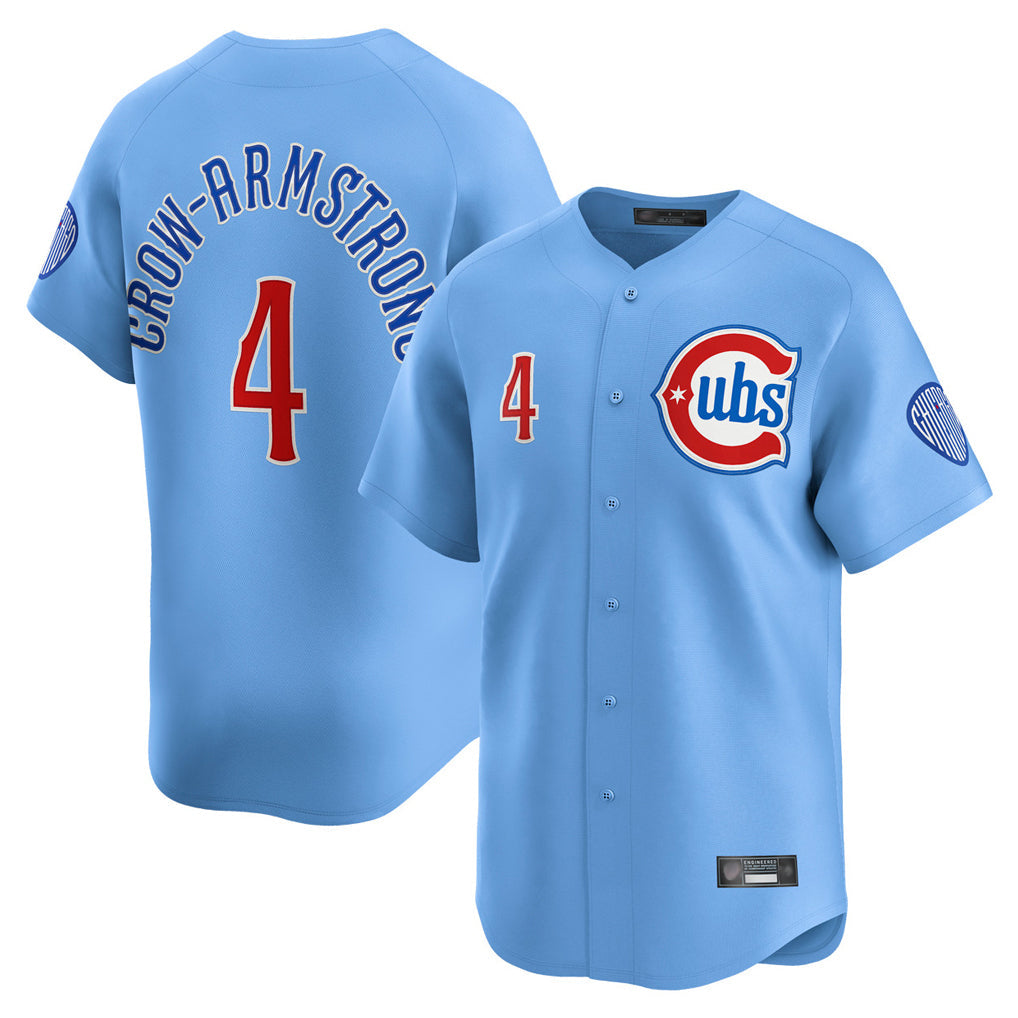 Pouc C.Cubs #4 Pete Crow-Armstrong Player Light Blue Limited Home Stitched Jerseys