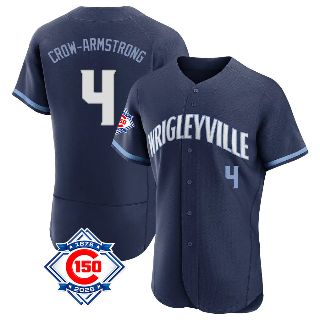 Pouc C.Cubs #4 Pete Crow-Armstrong Player Navy City Connect 150th Anniversary Limited Elite Home Stitched Jerseys