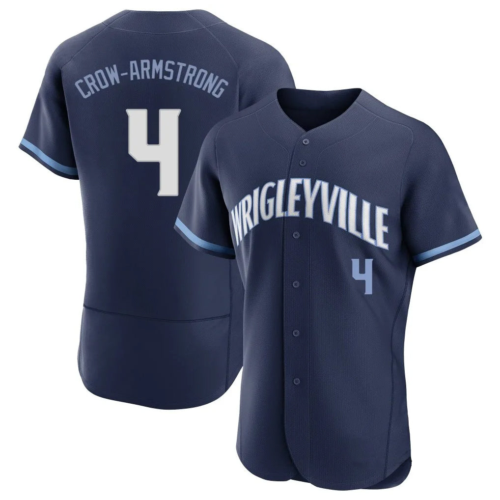 Pouc C.Cubs #4 Pete Crow-Armstrong Player Navy City Connect Limited Elite Home Stitched Jerseys