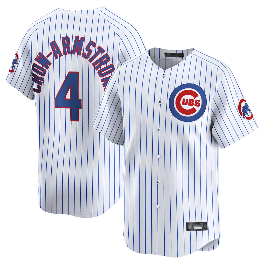 Pouc C.Cubs #4 Pete Crow-Armstrong Player White Limited Home Game Stitched Jerseys