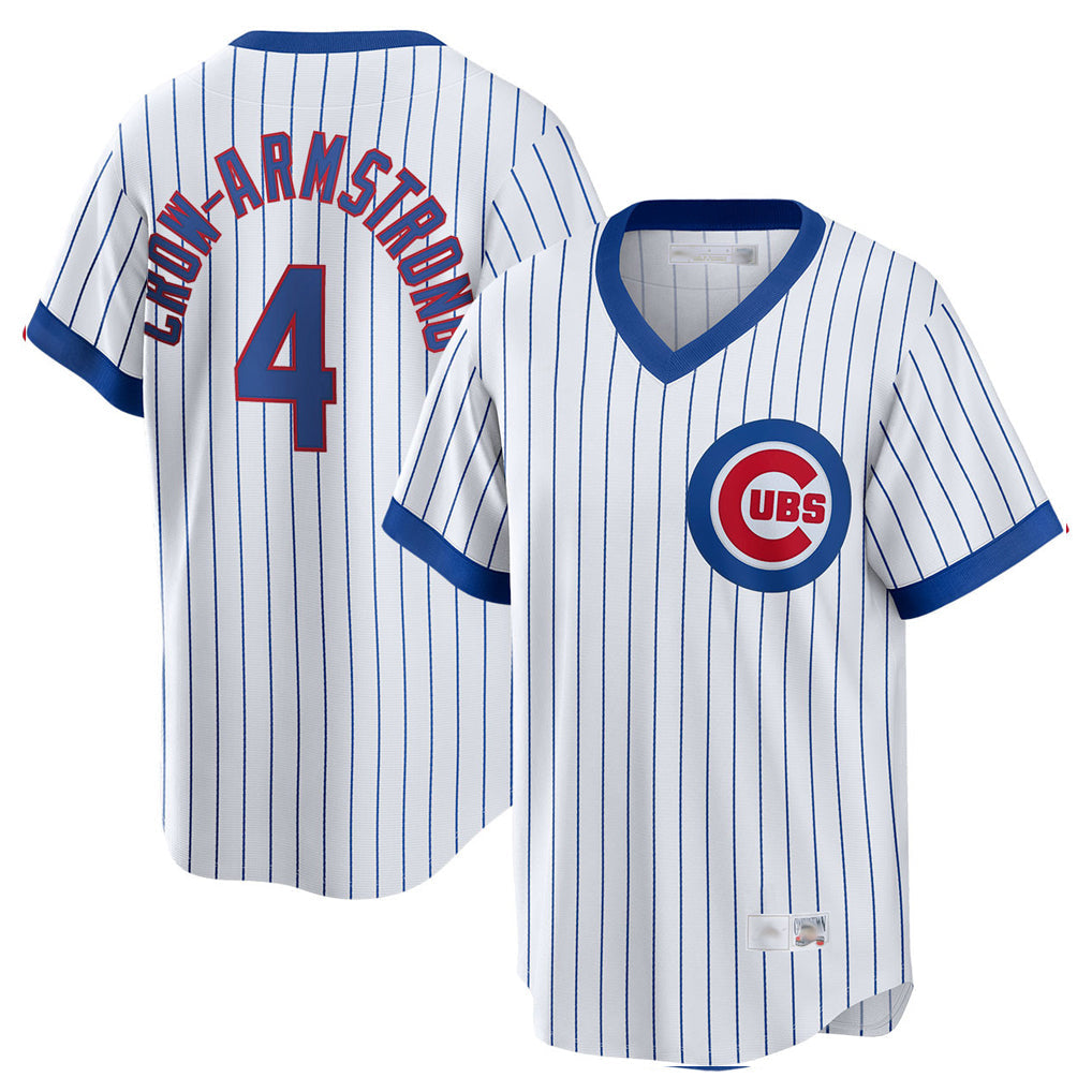Pouc C.Cubs #4 Pete Crow-Armstrong Player White T-shirt Cooperstown Collection Limited Stitched Jerseys