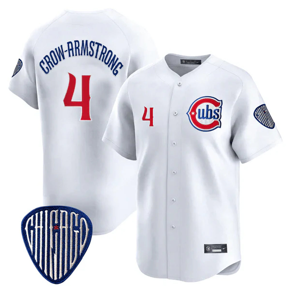 Pouc C.Cubs #4 Pete Crow-Armstrong Player White Vapor Premier Limited Home Stitched Jerseys