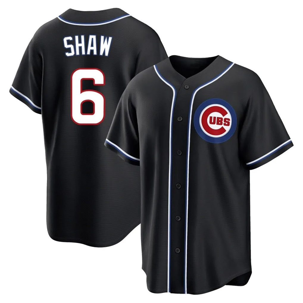 Pouc C.Cubs #6 Matt Shaw Player Black Fashion Out Game Stitched Jerseys
