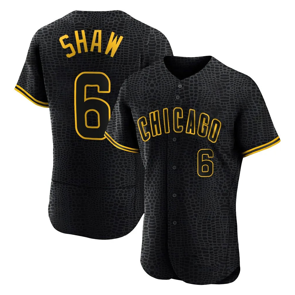 Pouc C.Cubs #6 Matt Shaw Player Black Snake Skin City Limited Elite Home Game Stitched Jerseys