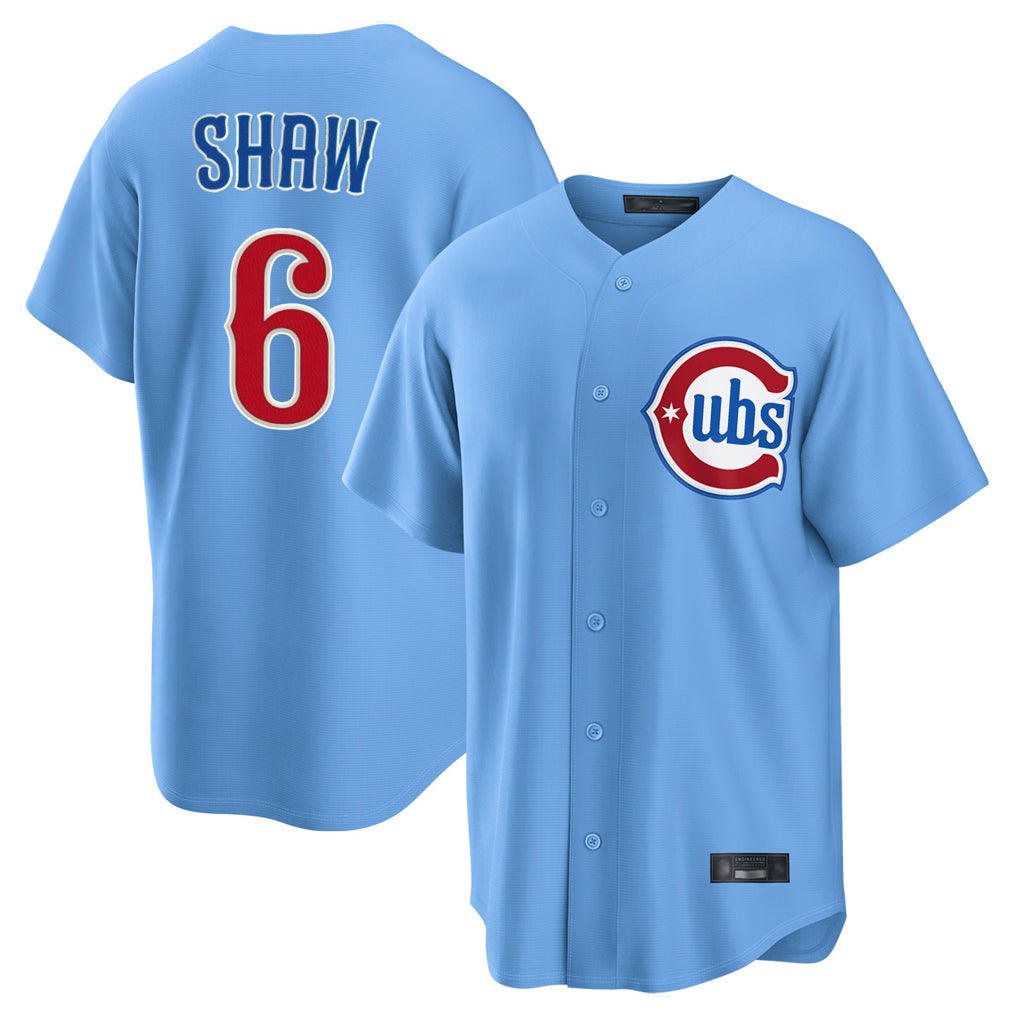 Pouc C.Cubs #6 Matt Shaw Player Light Blue Home Game Stitched Jerseys