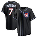 Pouc C.Cubs #7 Dansby Swanson Player Black Fashion Out Game Stitched Jerseys