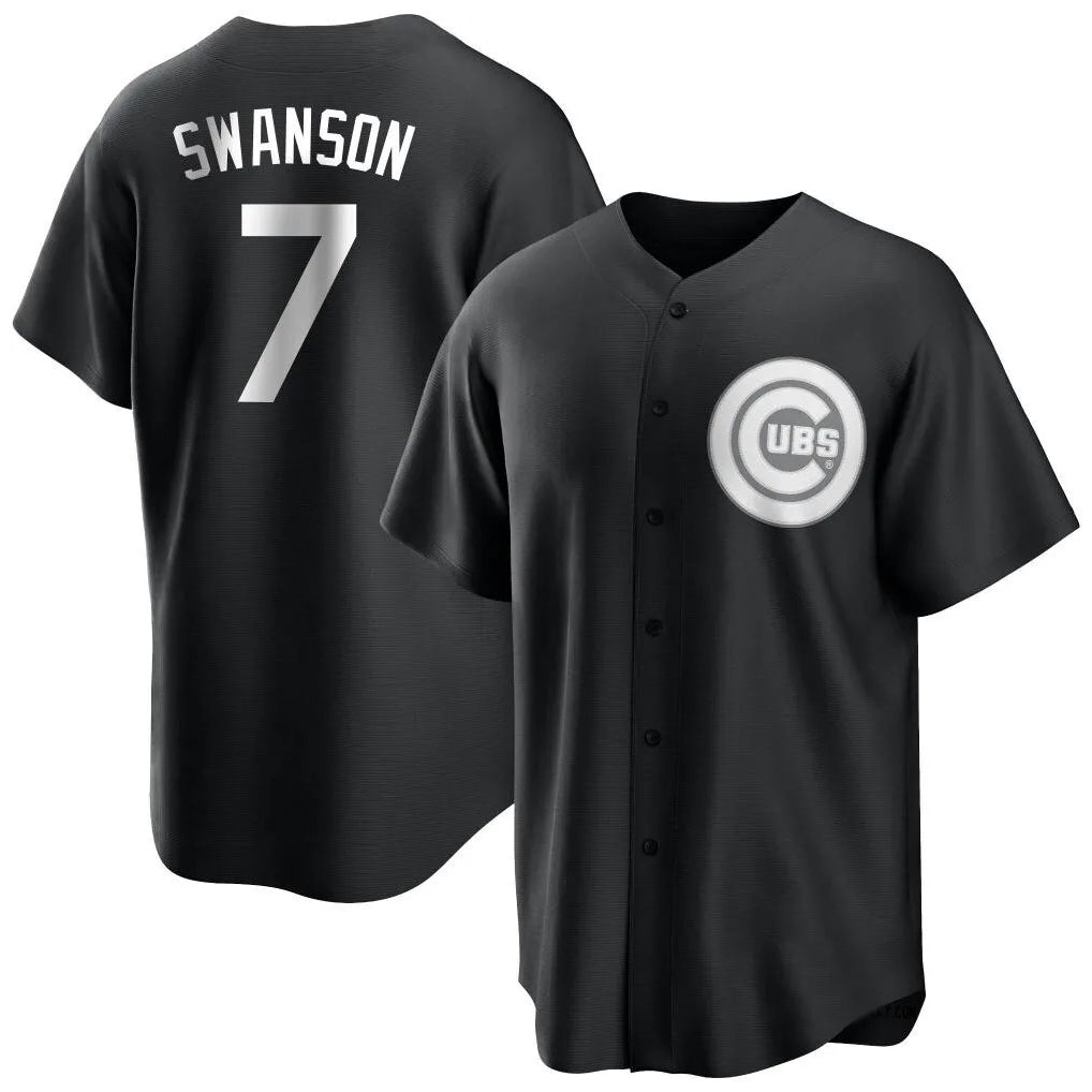 Pouc C.Cubs #7 Dansby Swanson Player Black Game Stitched Jerseys
