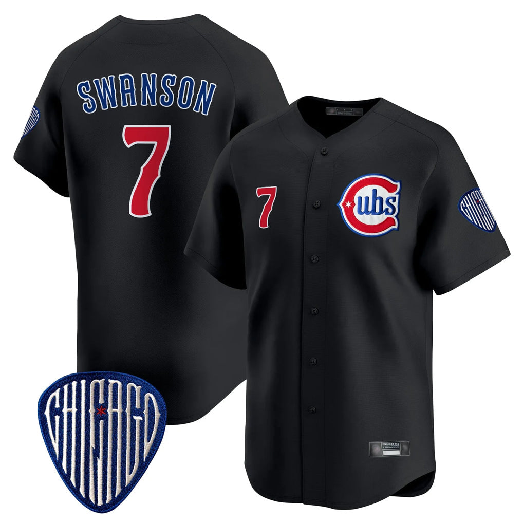 Pouc C.Cubs #7 Dansby Swanson Player Black Vapor Premier Limited Home Stitched Jerseys